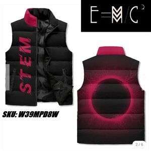 New E=M/C2 Black Hole pINK Unisex Lightweight Stand Collar Zip Up Puffer Vest
